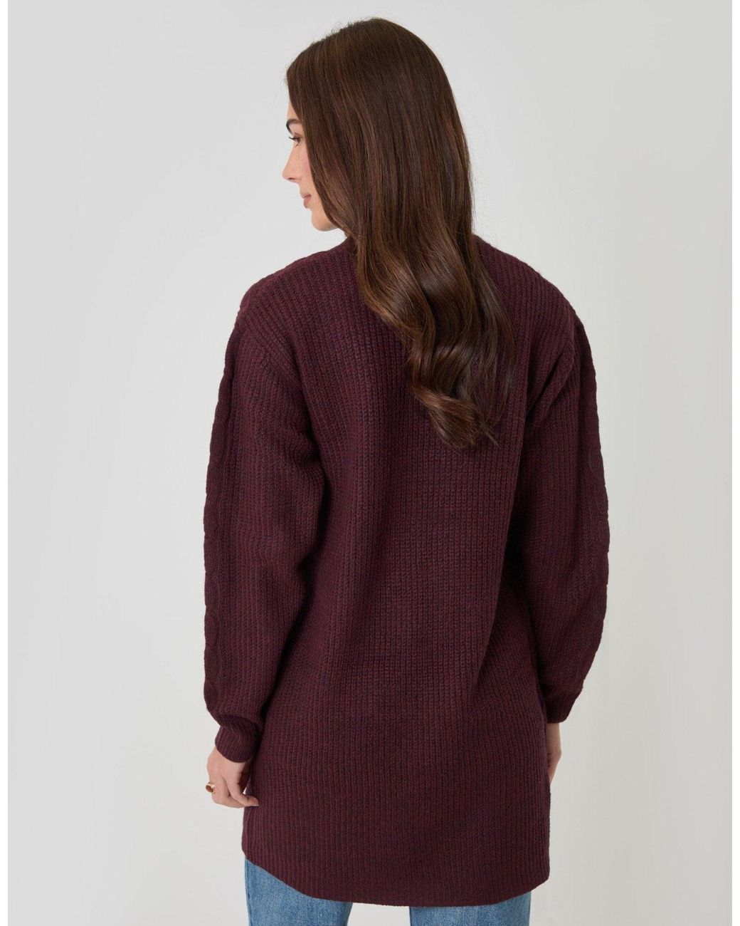 Threadbare Purple Cable Knit Cardigan