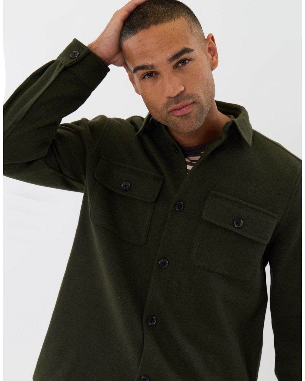 Threadbare Black Patch Pocket Knitted Shacket for men