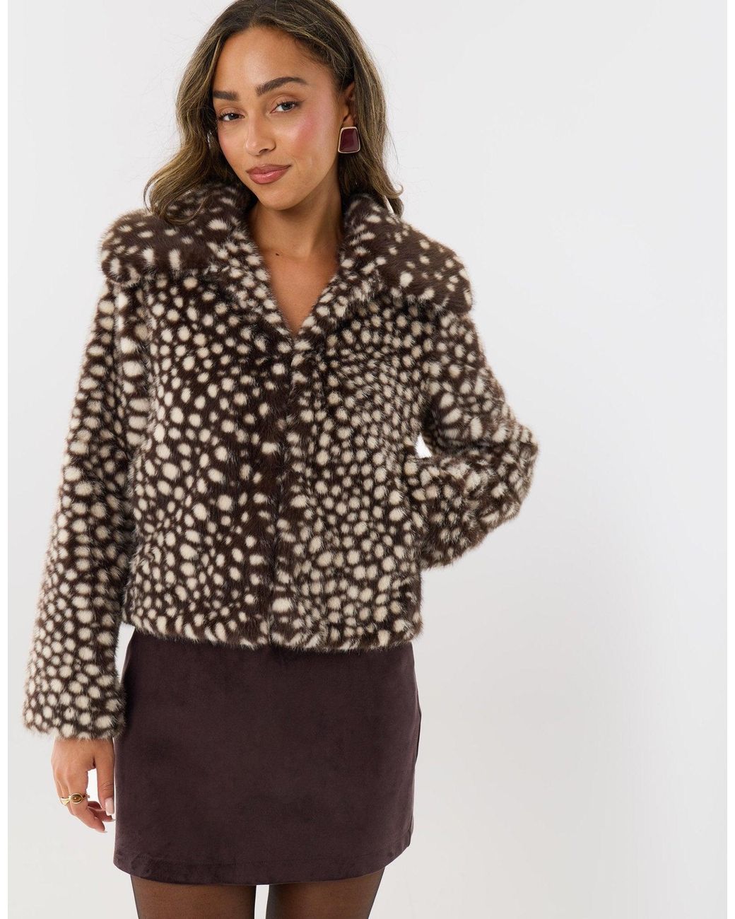 Threadbare Metallic Collared Faux Fur Jacket