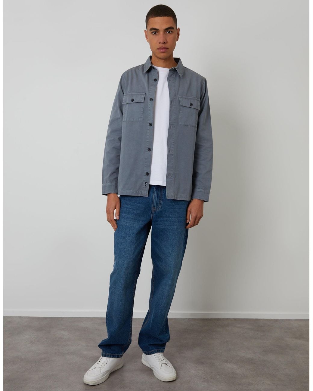 Threadbare Blue Lightweight Shacket for men