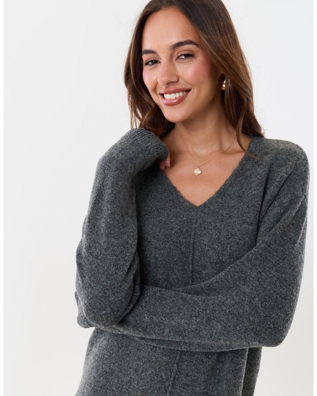 Threadbare Black Knitted V Neck Mini Dress