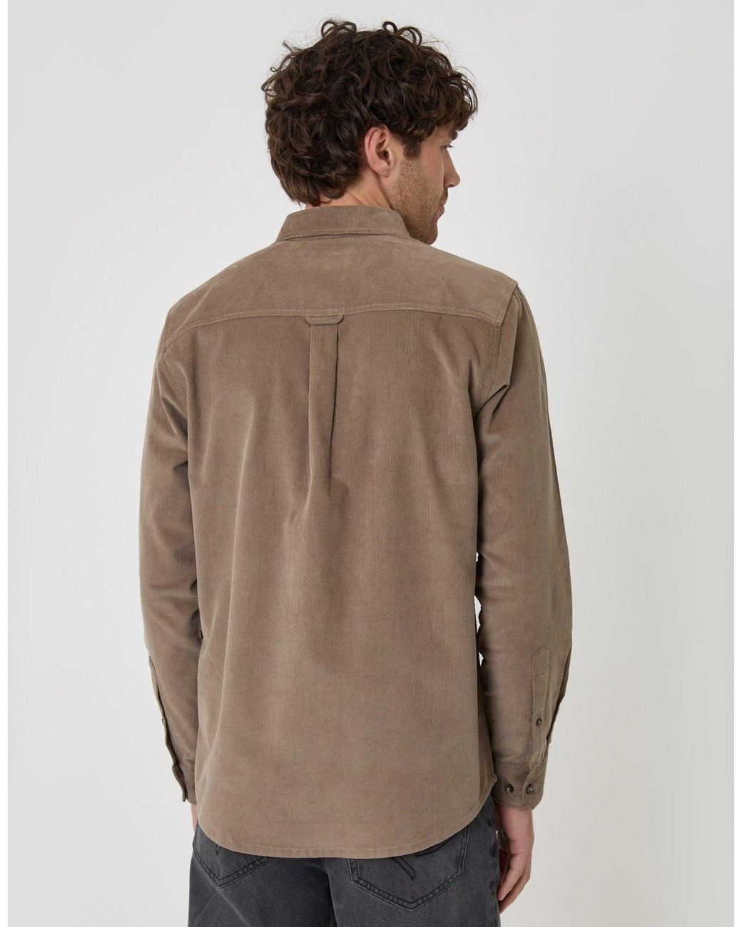 Threadbare Brown Regular Fit Cotton Corduroy Shirt for men