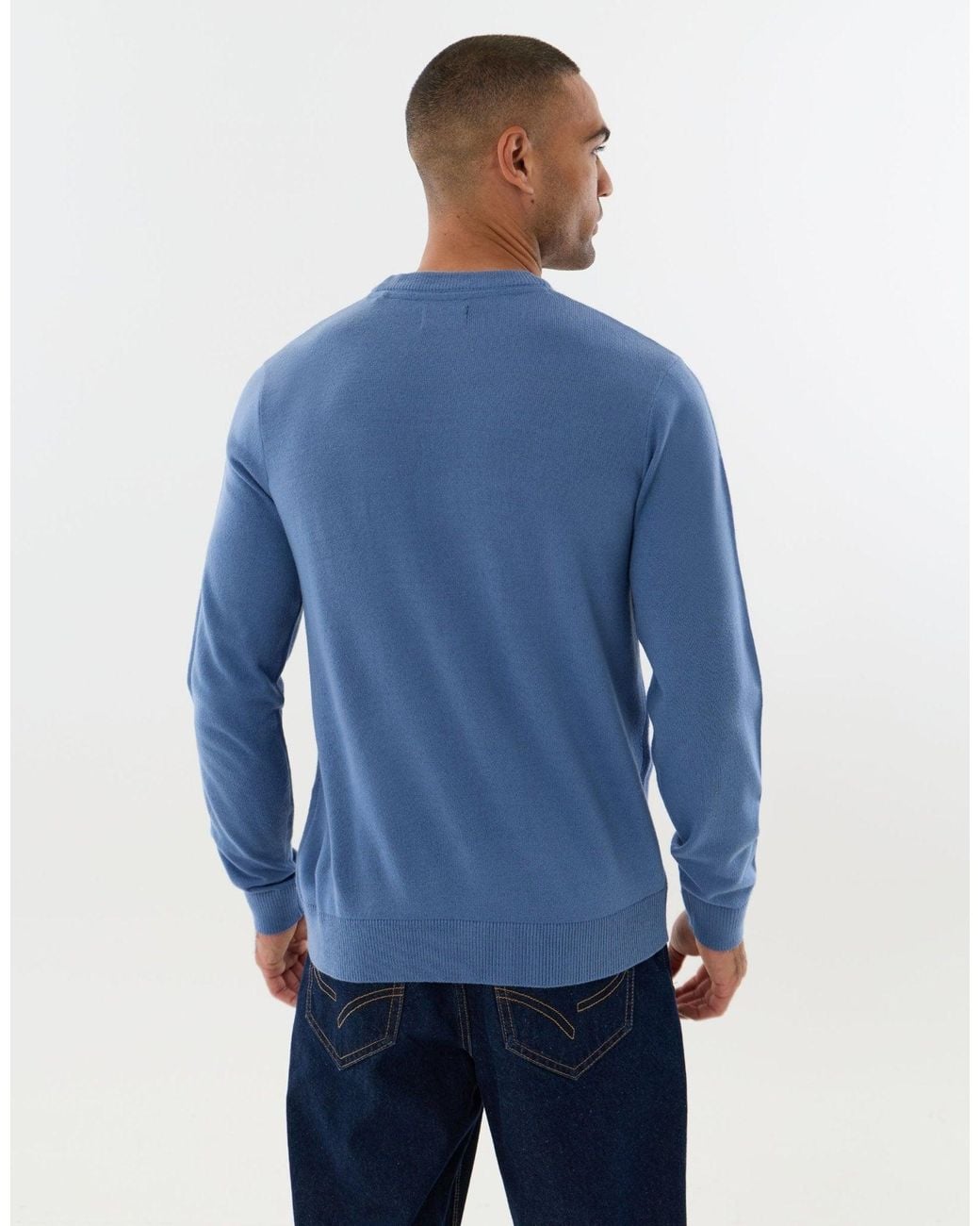 Threadbare Blue Knitted Skier Crew Neck Christmas Jumper for men