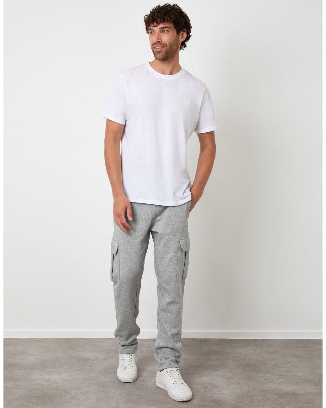 Threadbare Gray Cargo Joggers for men