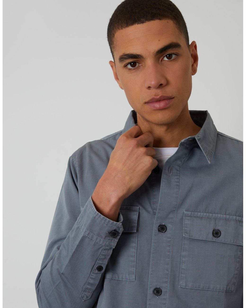 Threadbare Blue Lightweight Shacket for men