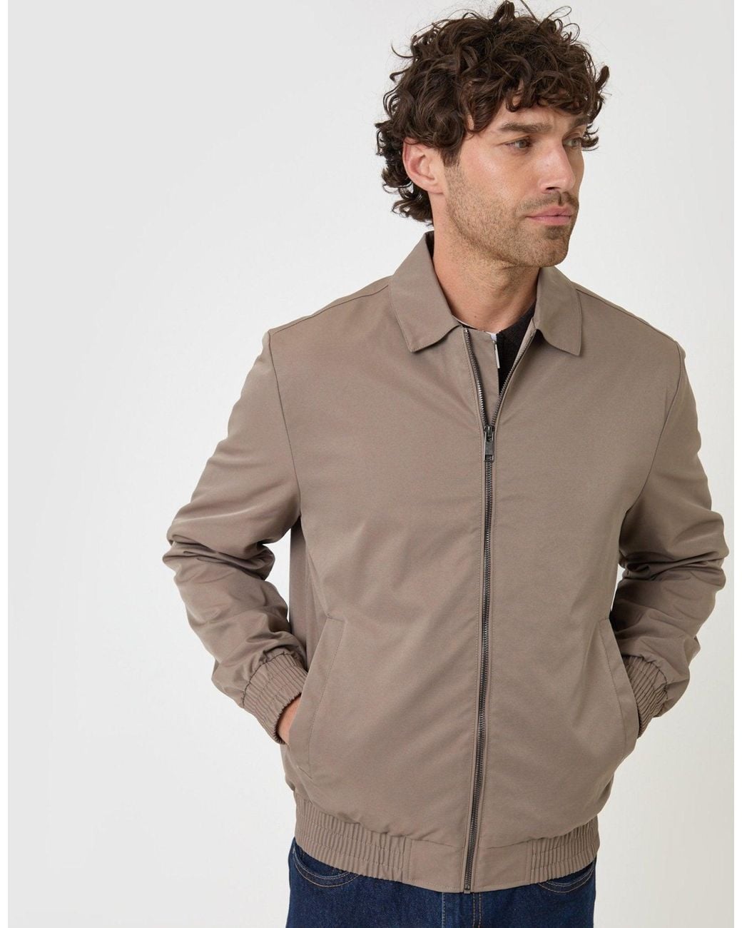 Threadbare Gray Showerproof Canvas Collared Lightweight Jacket for men