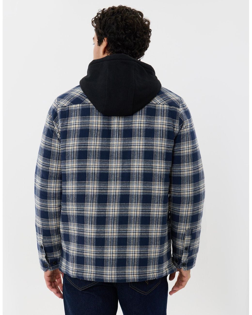 Threadbare Blue Quilted Hooded Shacket for men