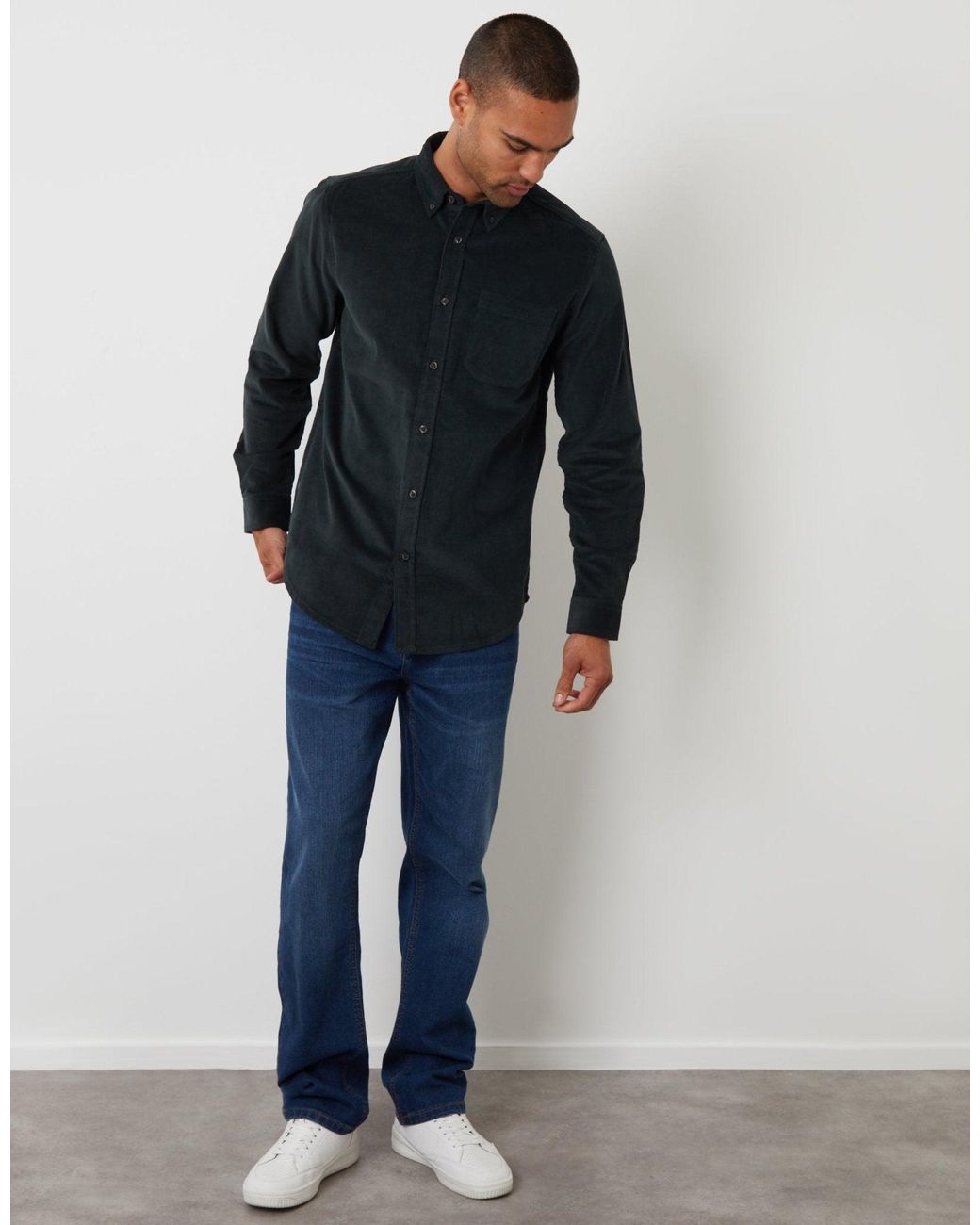 Threadbare Black Corduroy Shirt for men