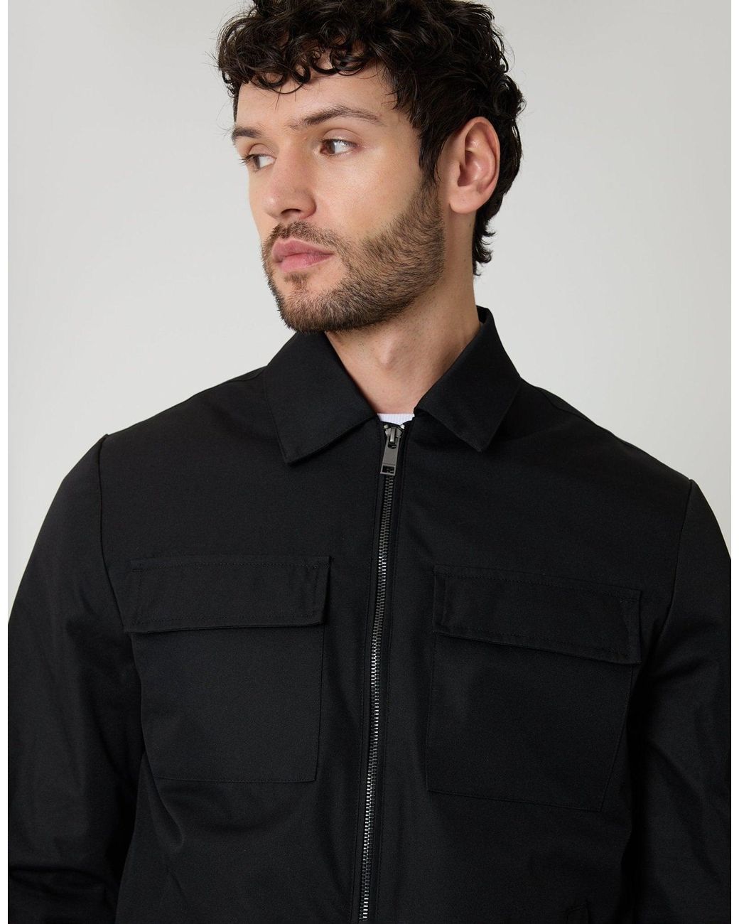 Threadbare Black The Perfect In-Between Showerproof Jacket for men