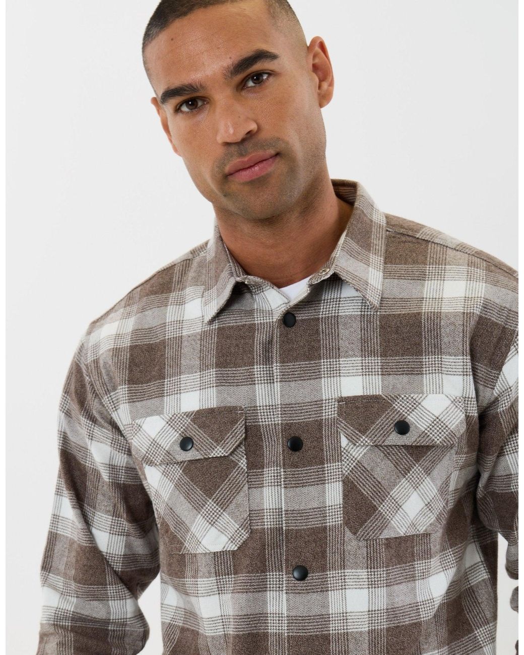 Threadbare Gray Relaxed Fit Cotton Patch Pocket Shirt for men