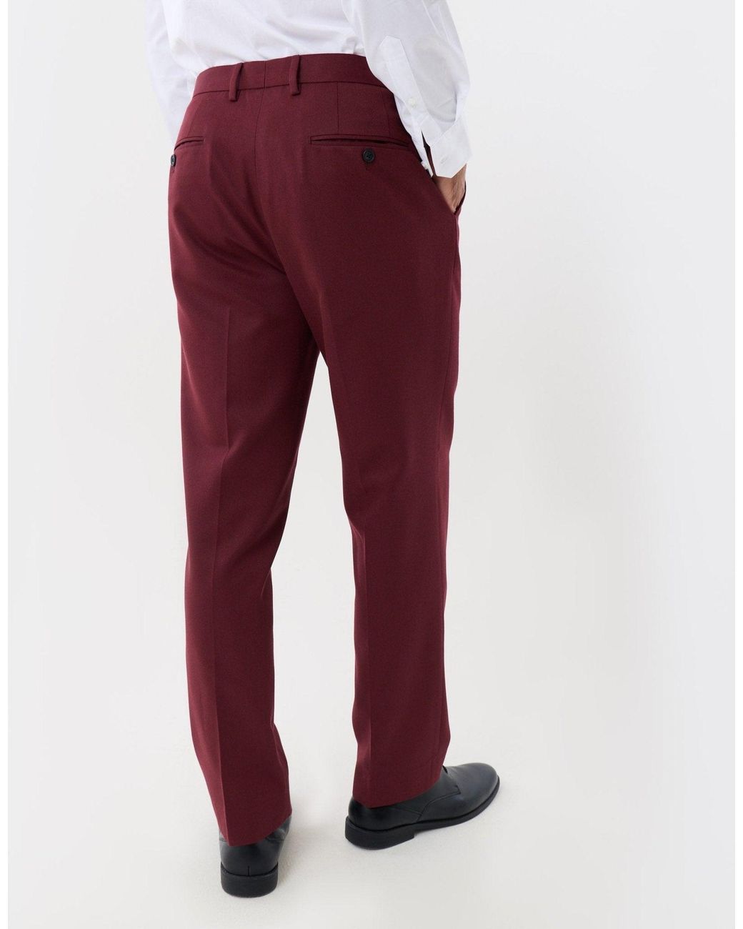 Threadbare White Tailored Fit Suit Trousers for men