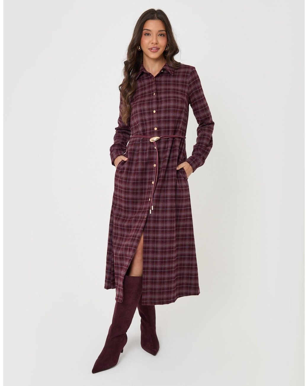 Threadbare Purple Midaxi Shirt Dress With Detachable Belt