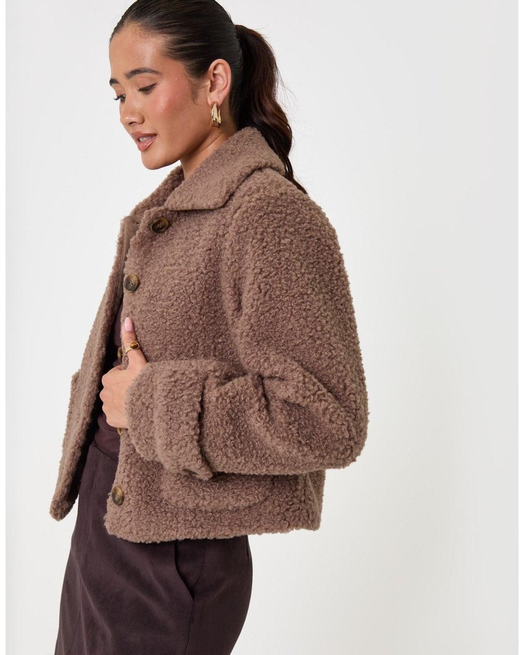 Threadbare Multicolor Borg Cropped Jacket