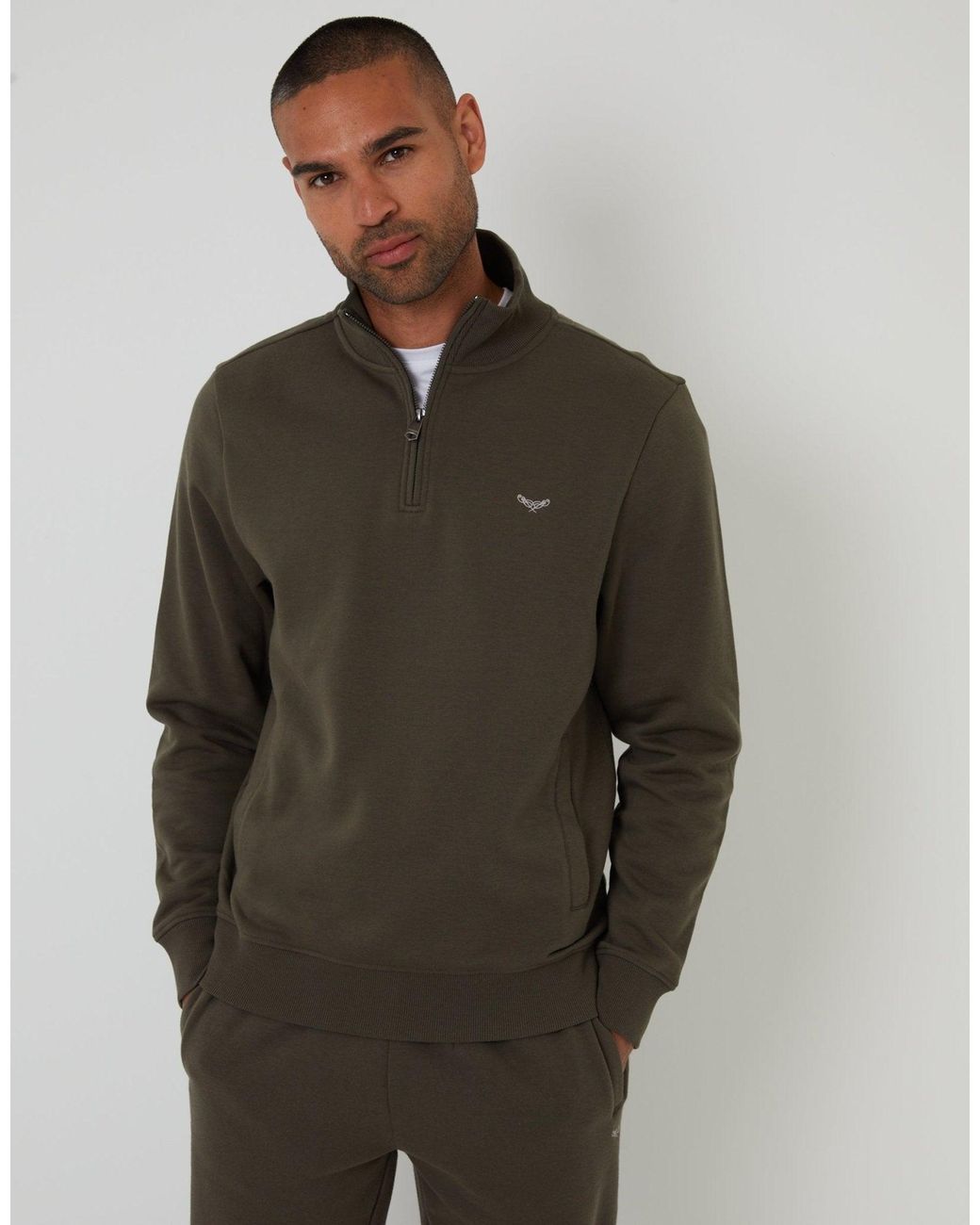 Threadbare Black 2 Pack Quarter Zip Sweatshirts for men