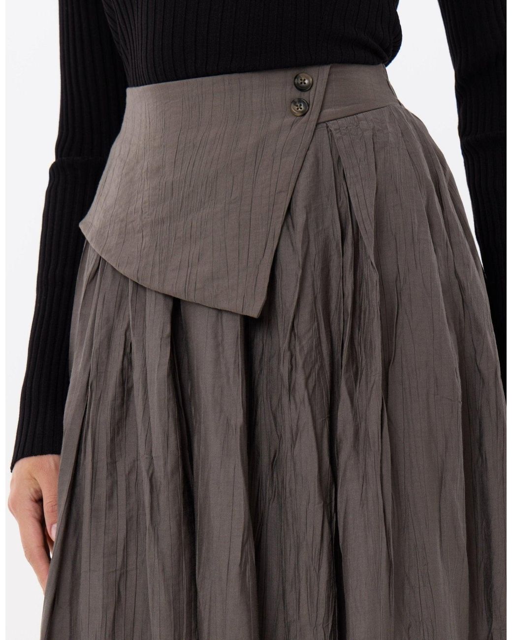 Threadbare Gray Envelope Waist Midaxi Skirt