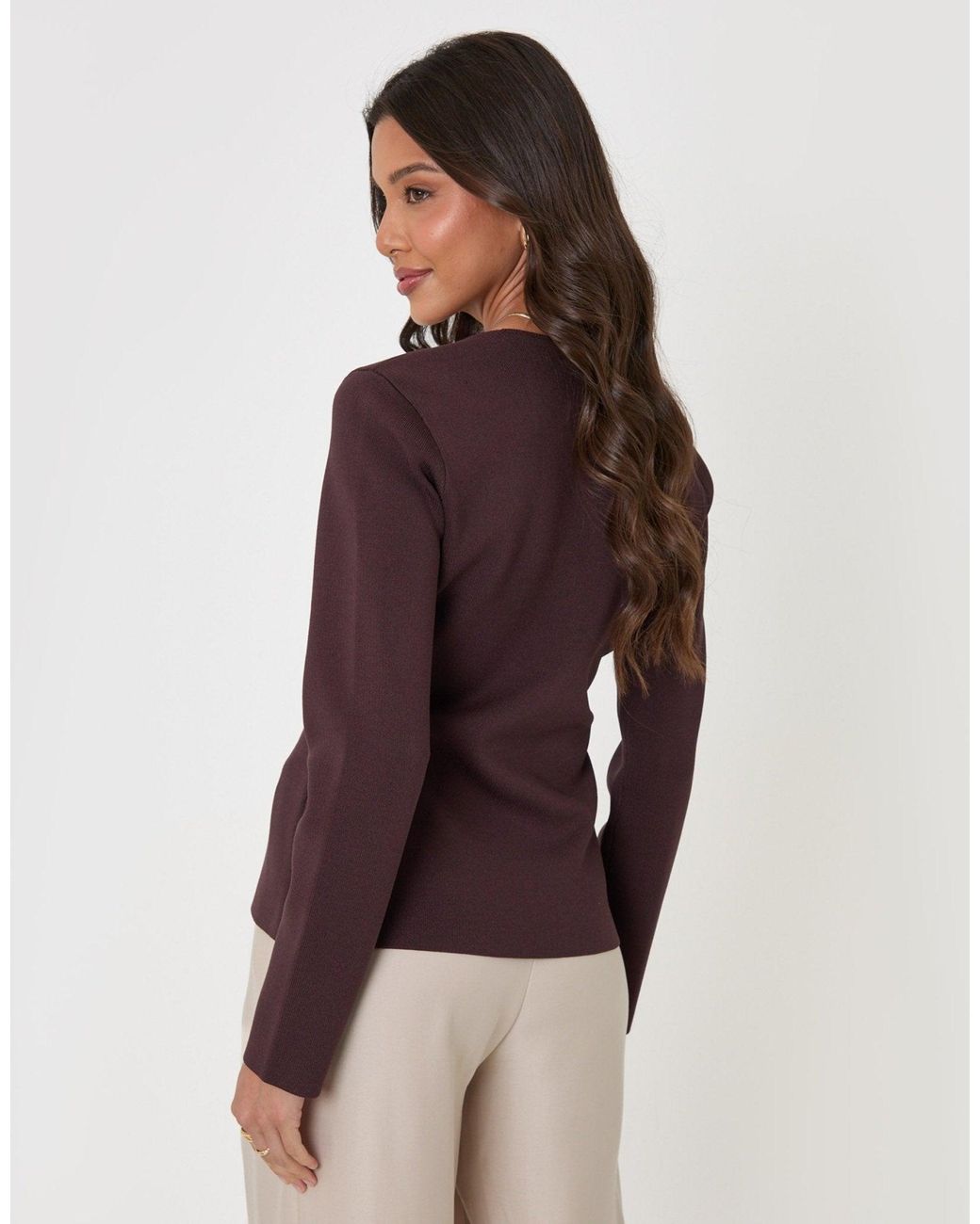 Threadbare Purple Compact Knit V Neck Cardigan