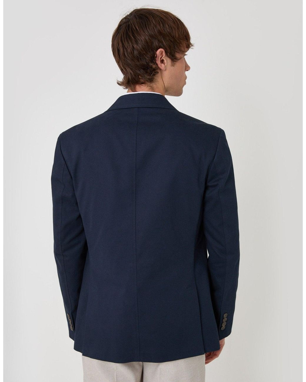 Threadbare Blue Tailored Fit Cotton Blazer for men
