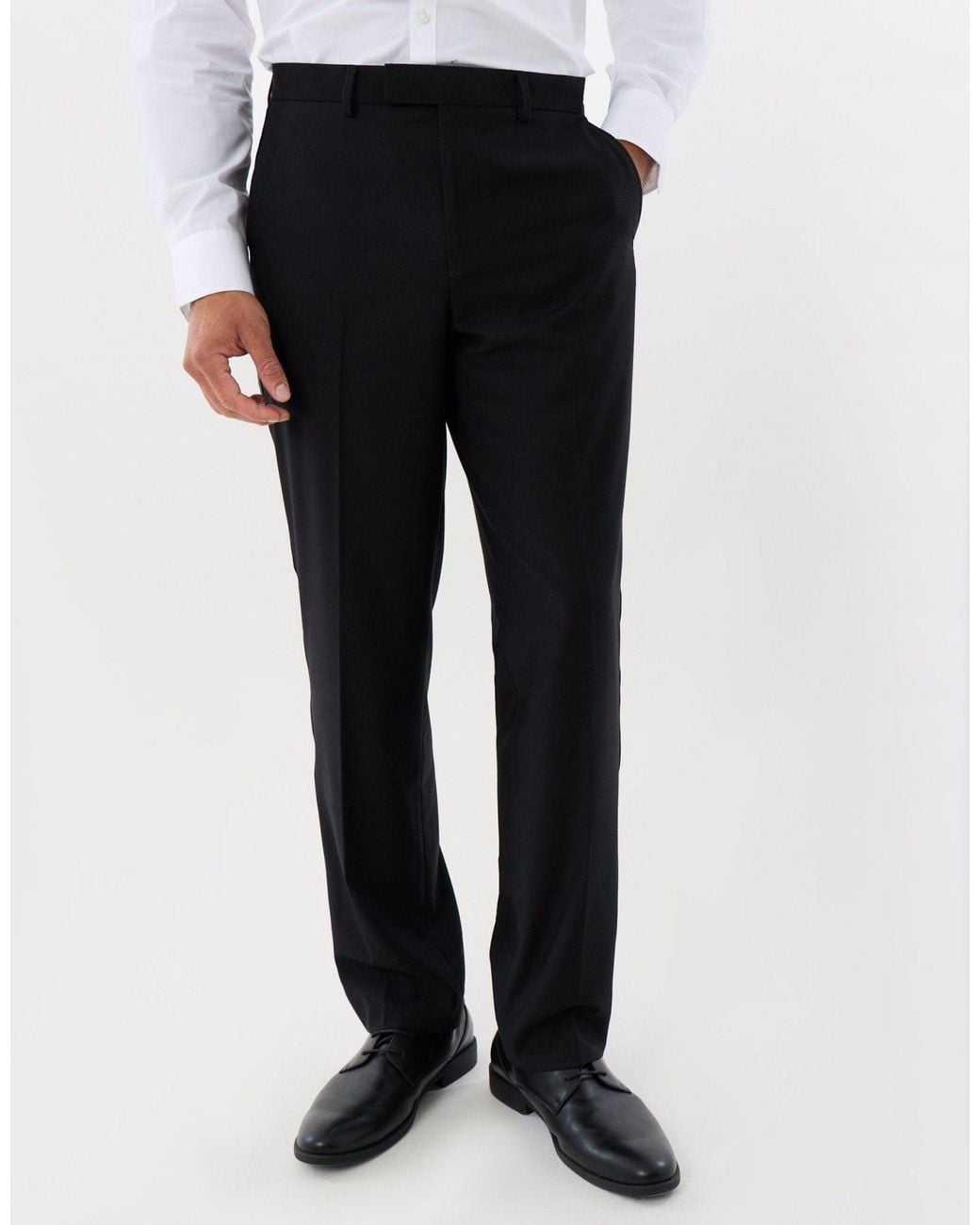 Threadbare Black Tailored Fit Satin Seam Suit Trousers for men
