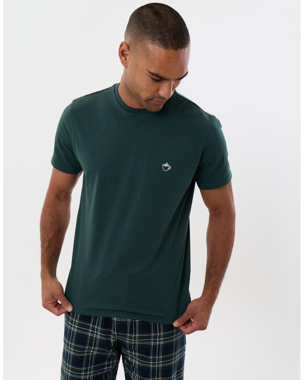 Threadbare Multicolor T-Shirt & Cotton Flannel Trousers Pyjama Set for men