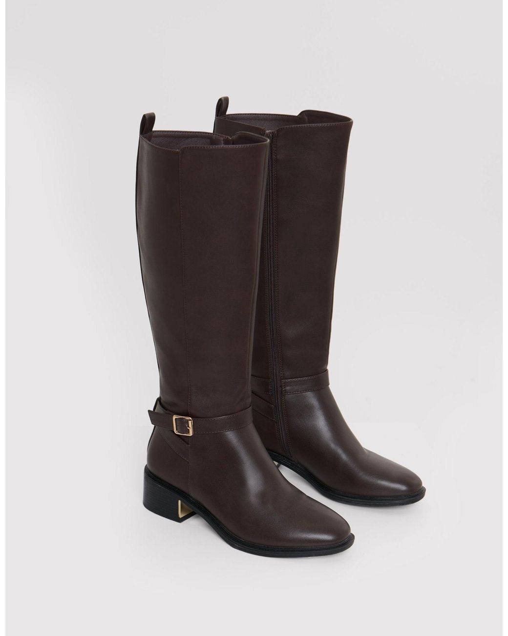 Threadbare Black Faux Leather Riding Boots
