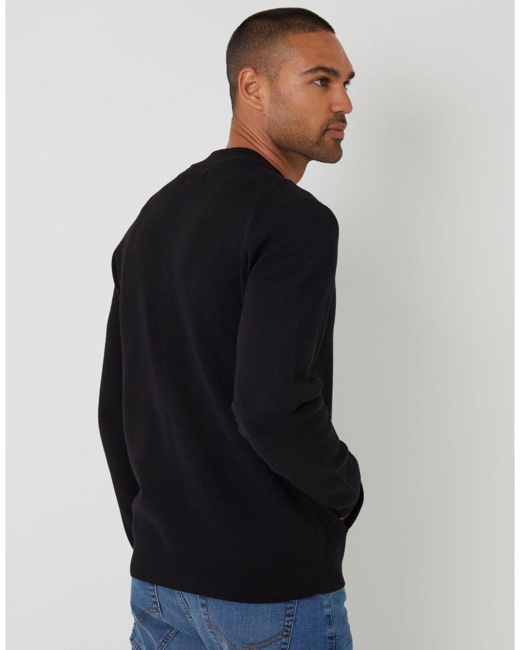 Threadbare Blue Bomber-Style Knitted Zip Through Cardigan for men