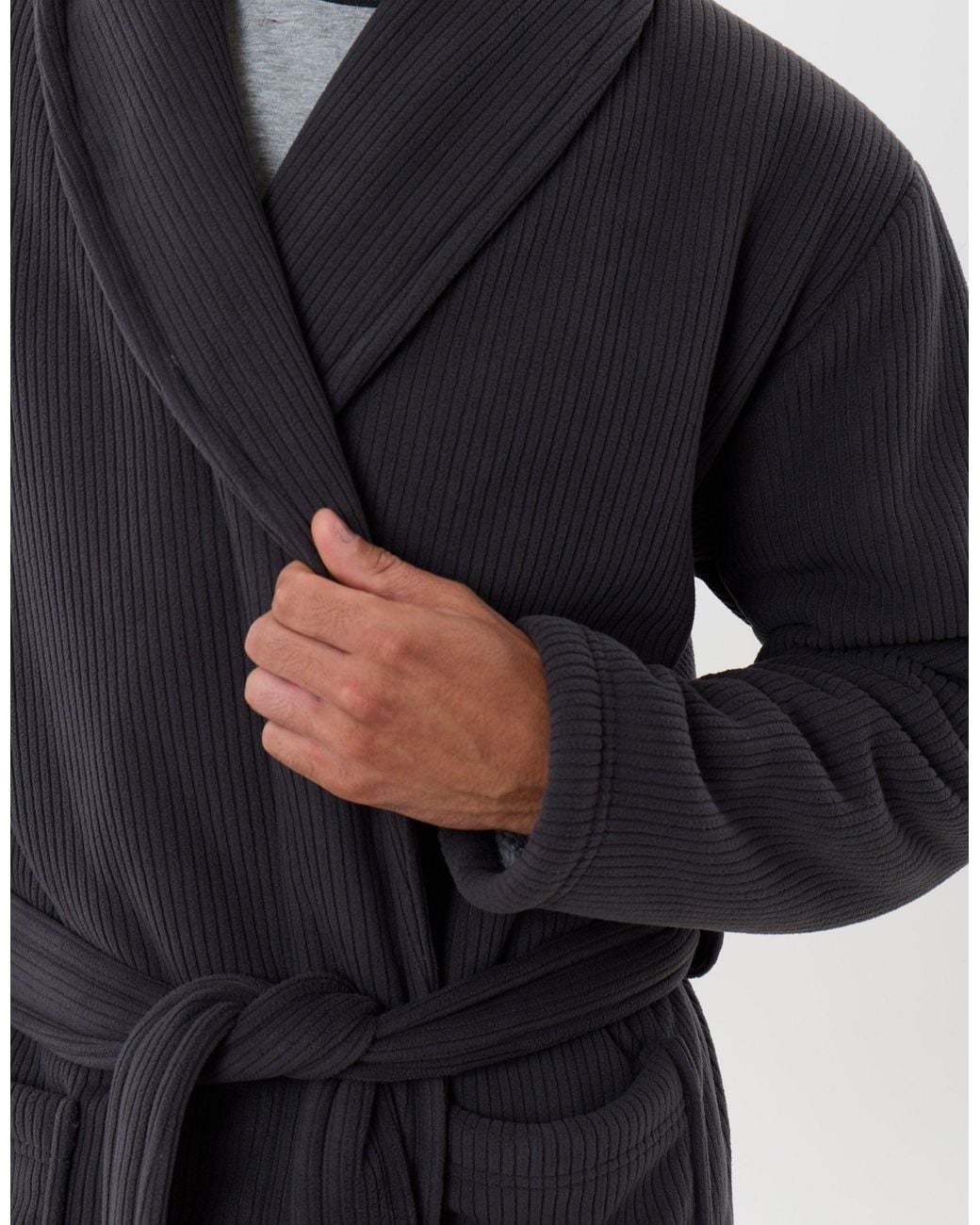 Threadbare Blue Sherpa Lined Dressing Gown for men
