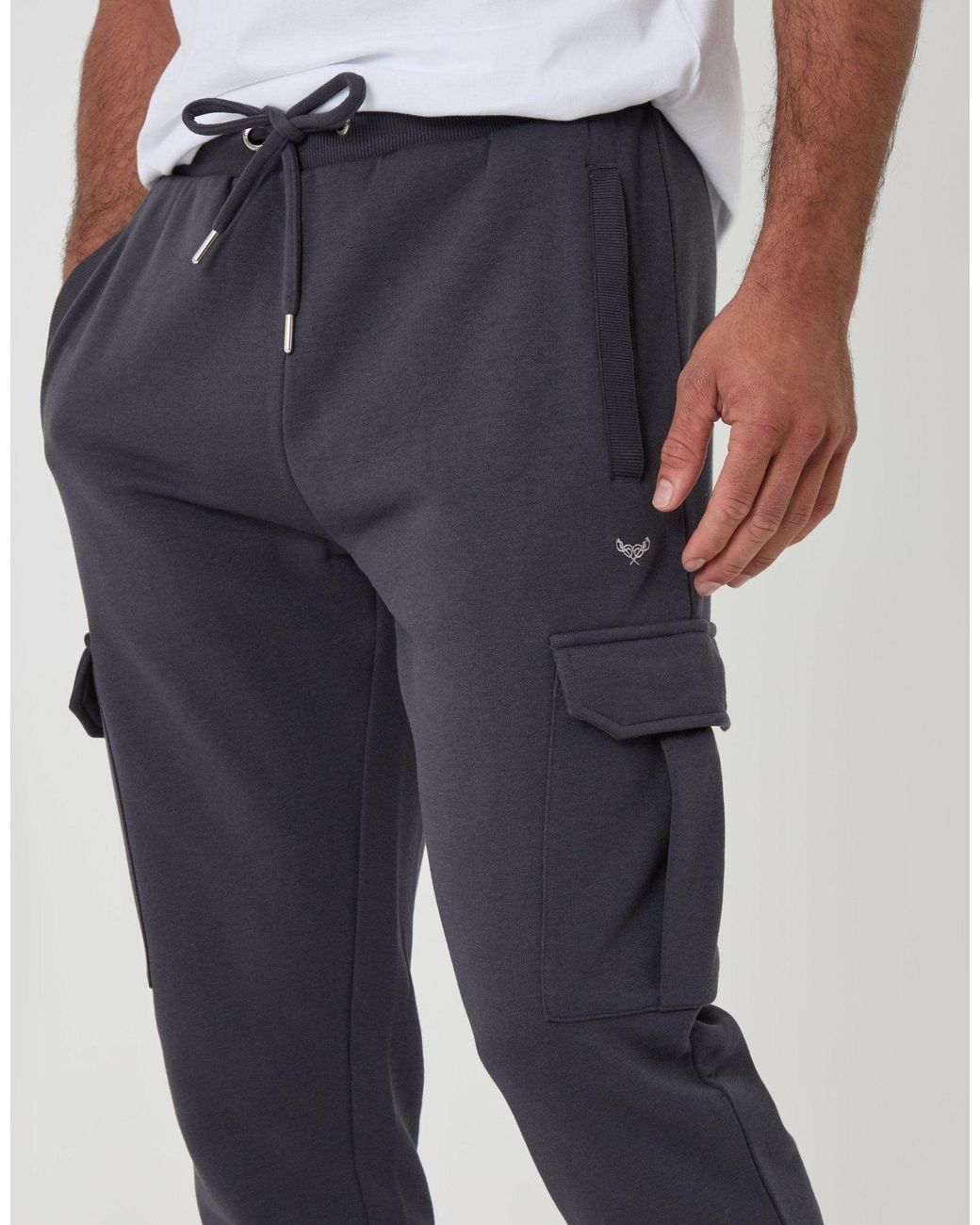 Threadbare White Cotton Rich Cargo Joggers for men