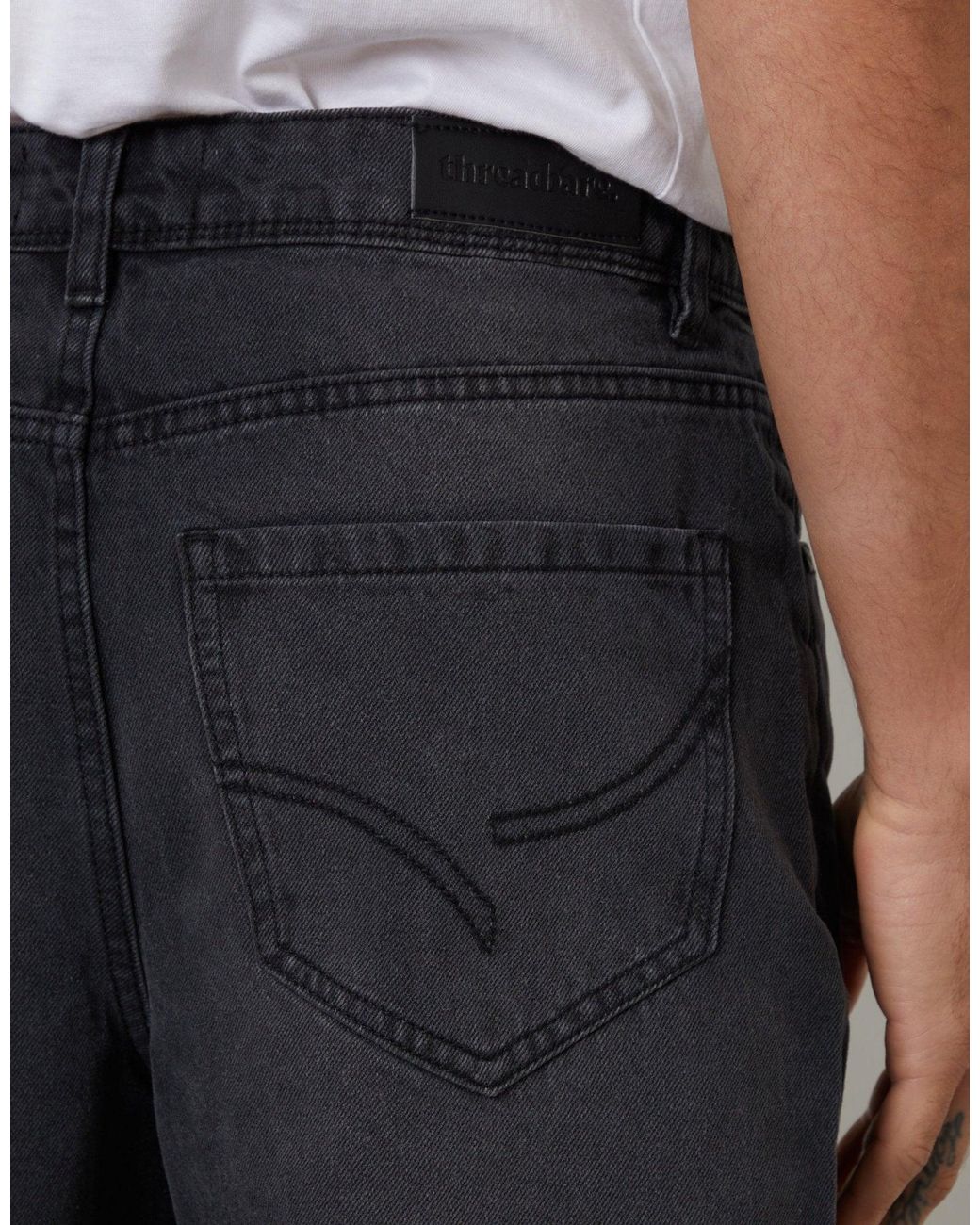 Threadbare White Loose Fit Jeans for men