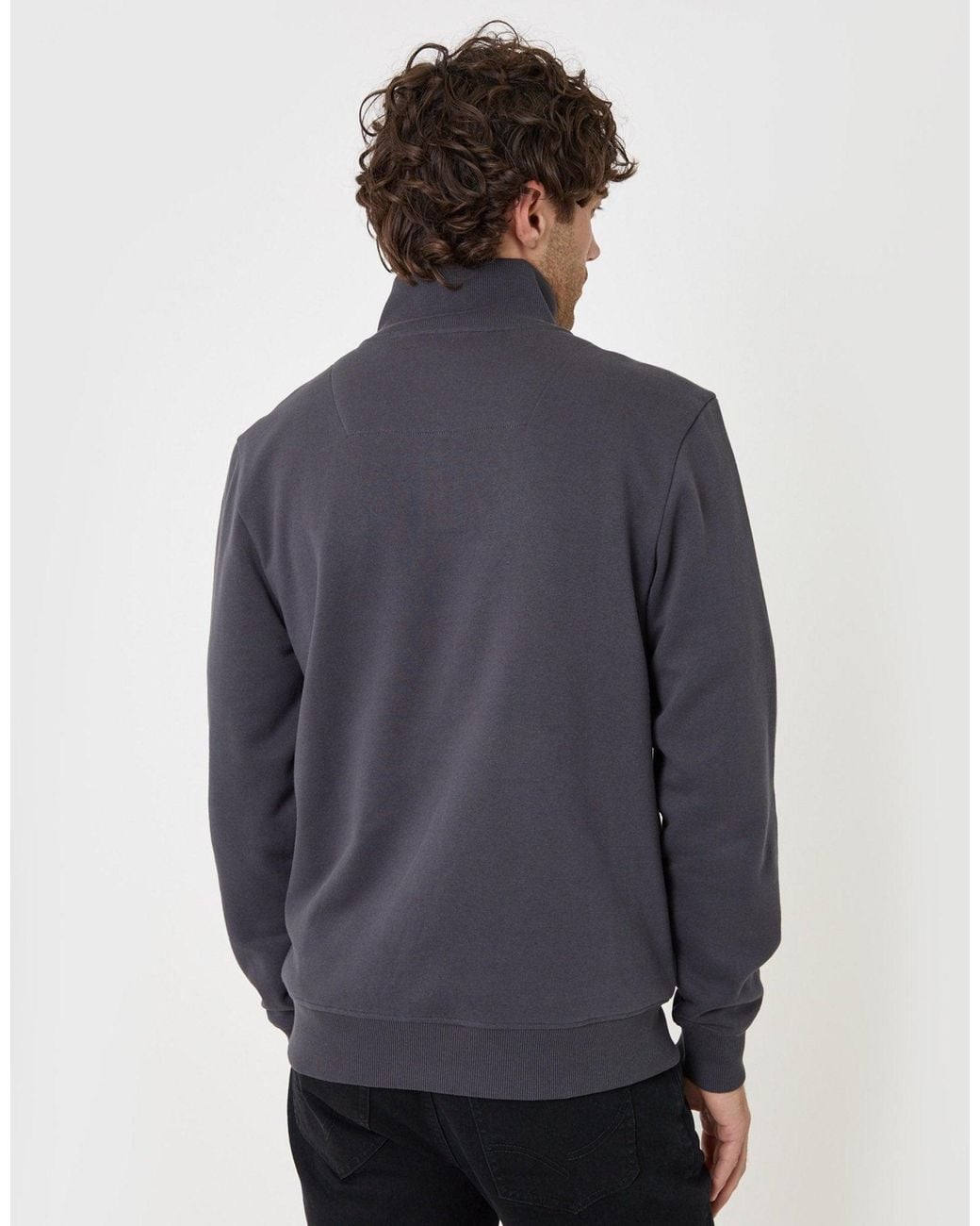 Threadbare Blue The Essential Cotton Rich Quarter Zip Sweatshirt for men