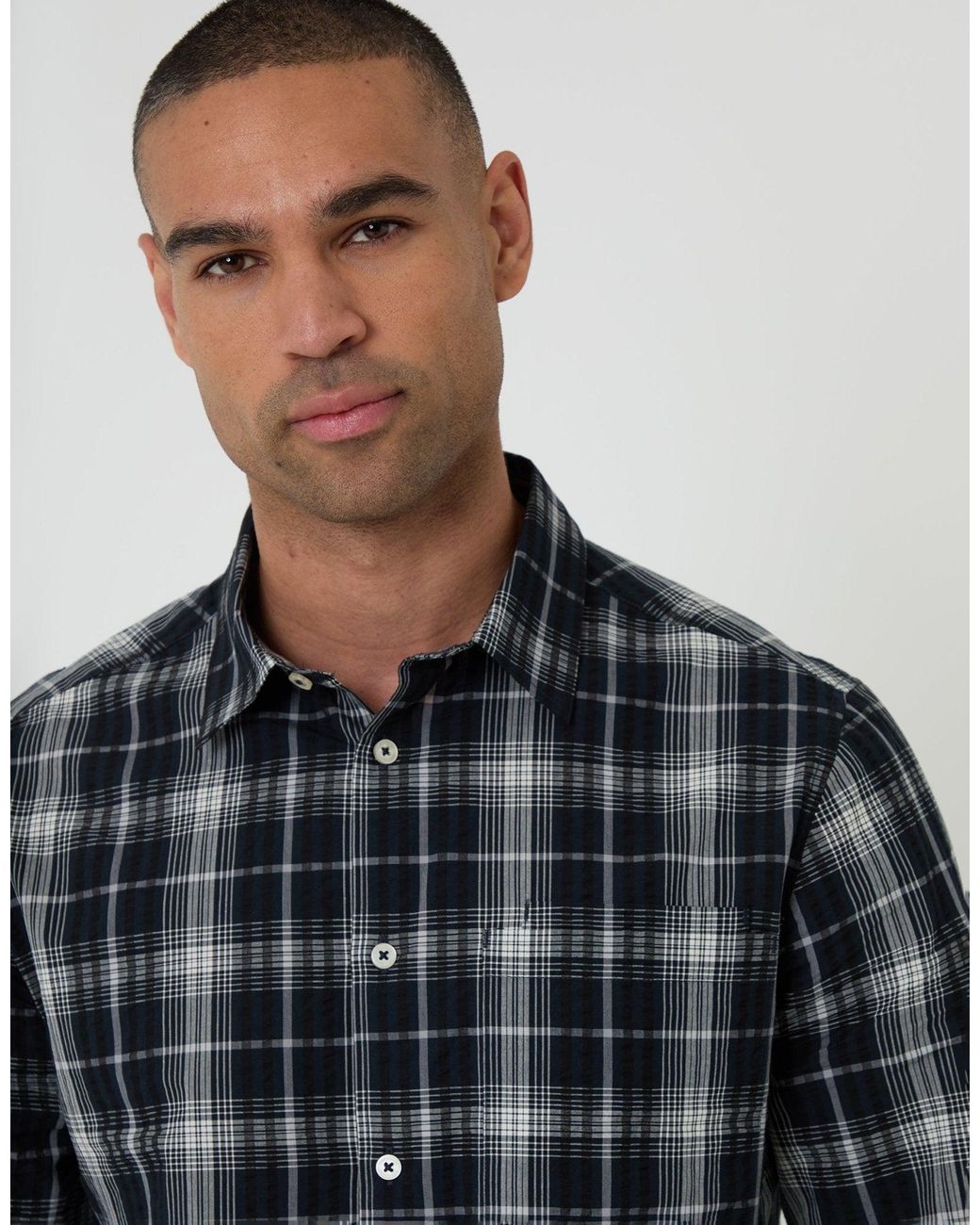 Threadbare Blue Cotton Long Sleeve Shirt for men