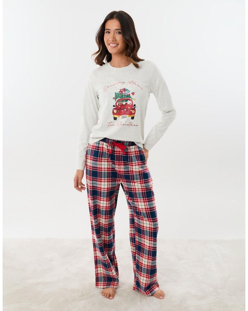 Threadbare Brown Cotton Driving Home For Christmas Pyjama Set