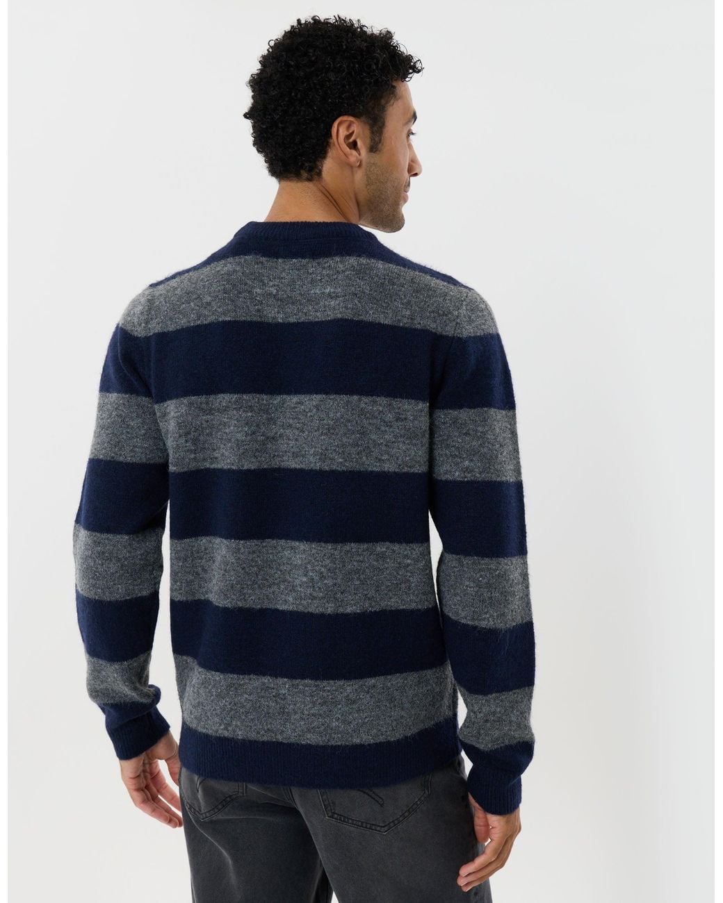 Threadbare Blue Knitted Crew Neck Jumper for men