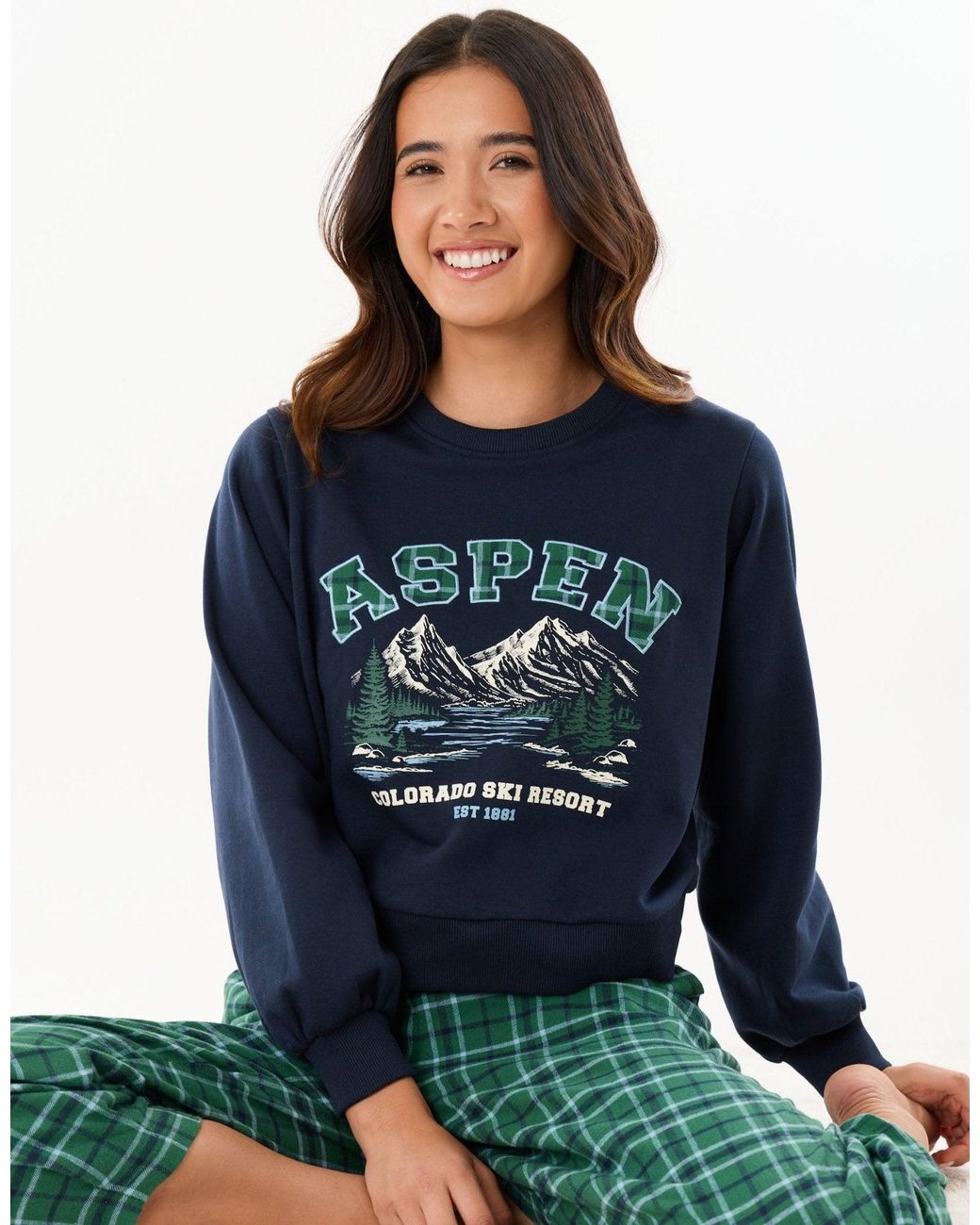 Threadbare Green Petite Sweatshirt & Barrel Leg Trousers Pyjama Set