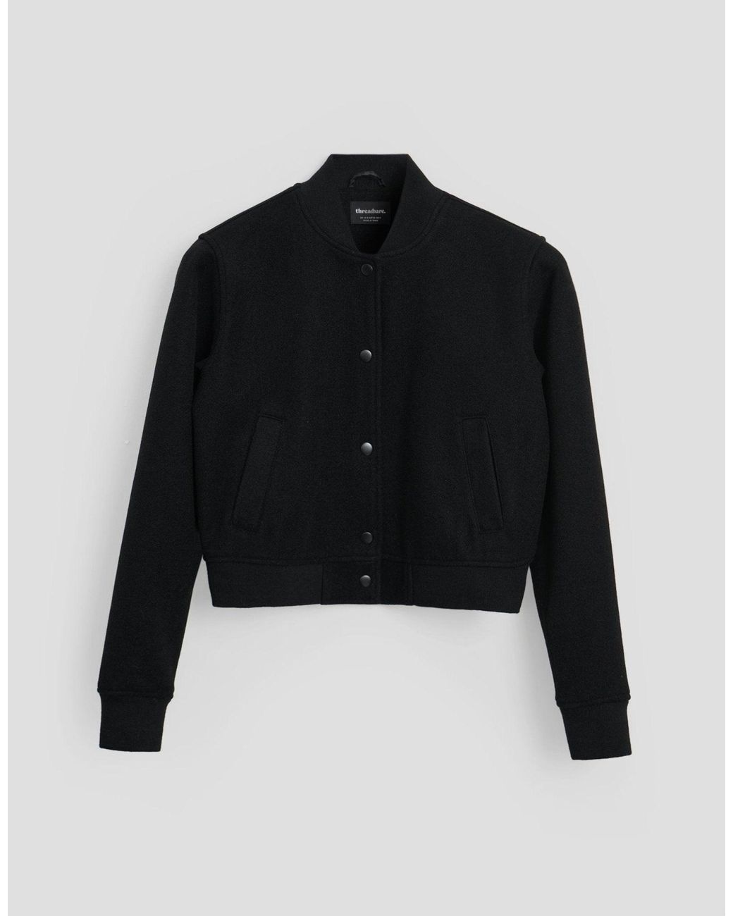 Threadbare Black Faux Wool Bomber Jacket