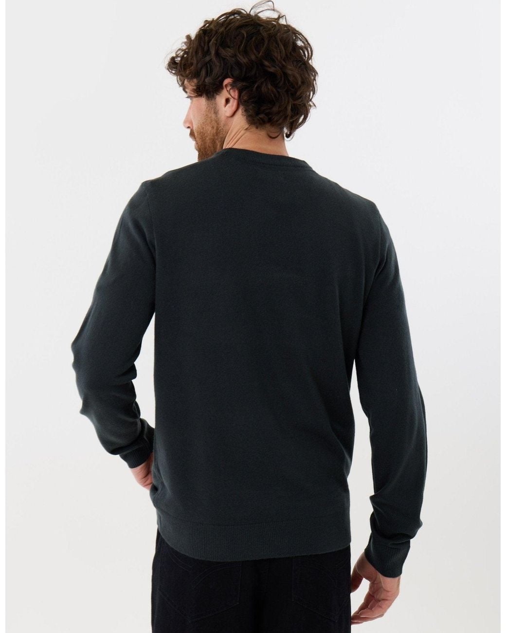 Threadbare Blue Christmas Truck Knitted Crew Neck Jumper for men