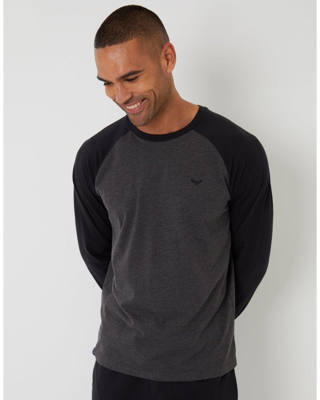 Threadbare Black The Ultimate Long Sleeve Pyjama Set for men