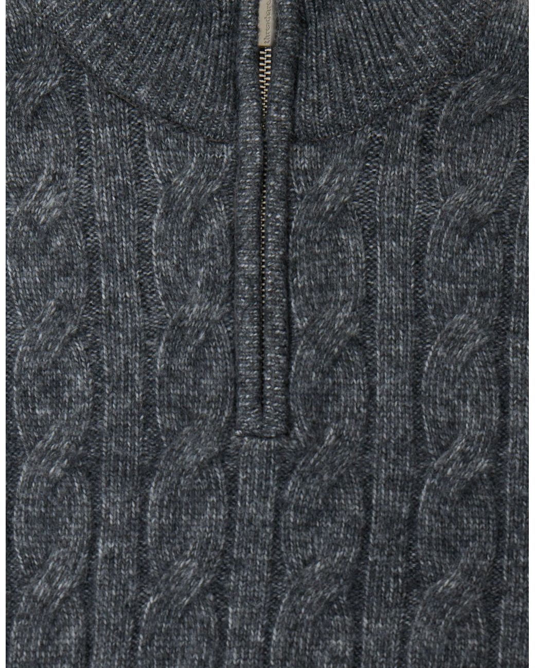 Threadbare Gray Cable Knit Quarter Zip Jumper for men