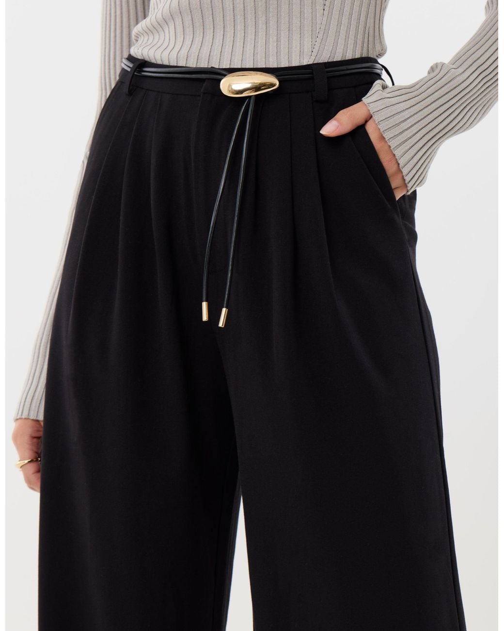 Threadbare White Pleated Wide Leg Trousers