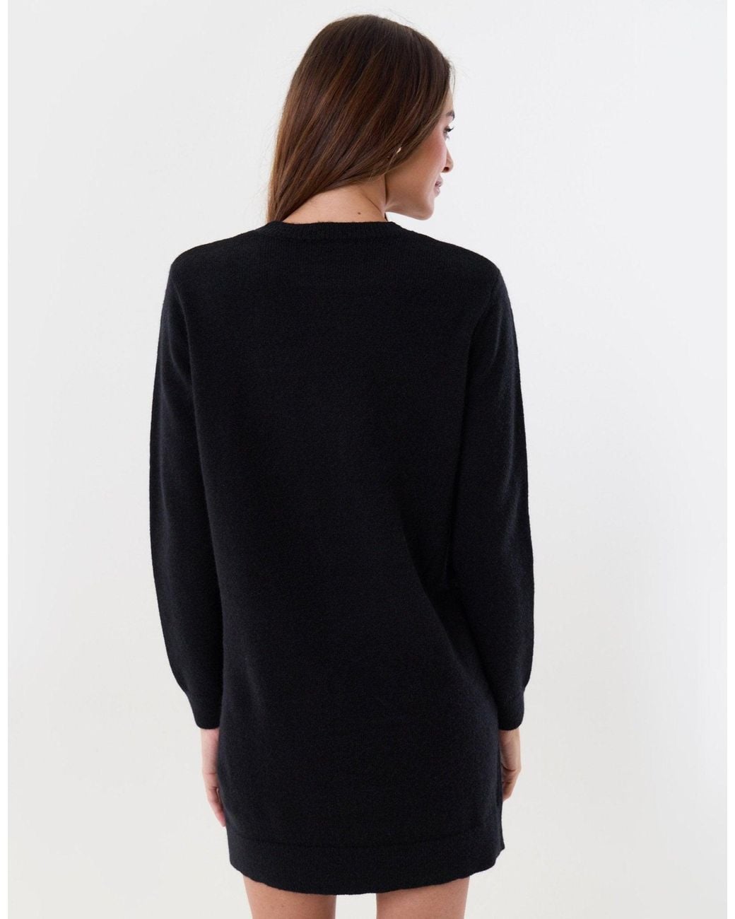 Threadbare Black Bow Embellished Knitted Mini Dress