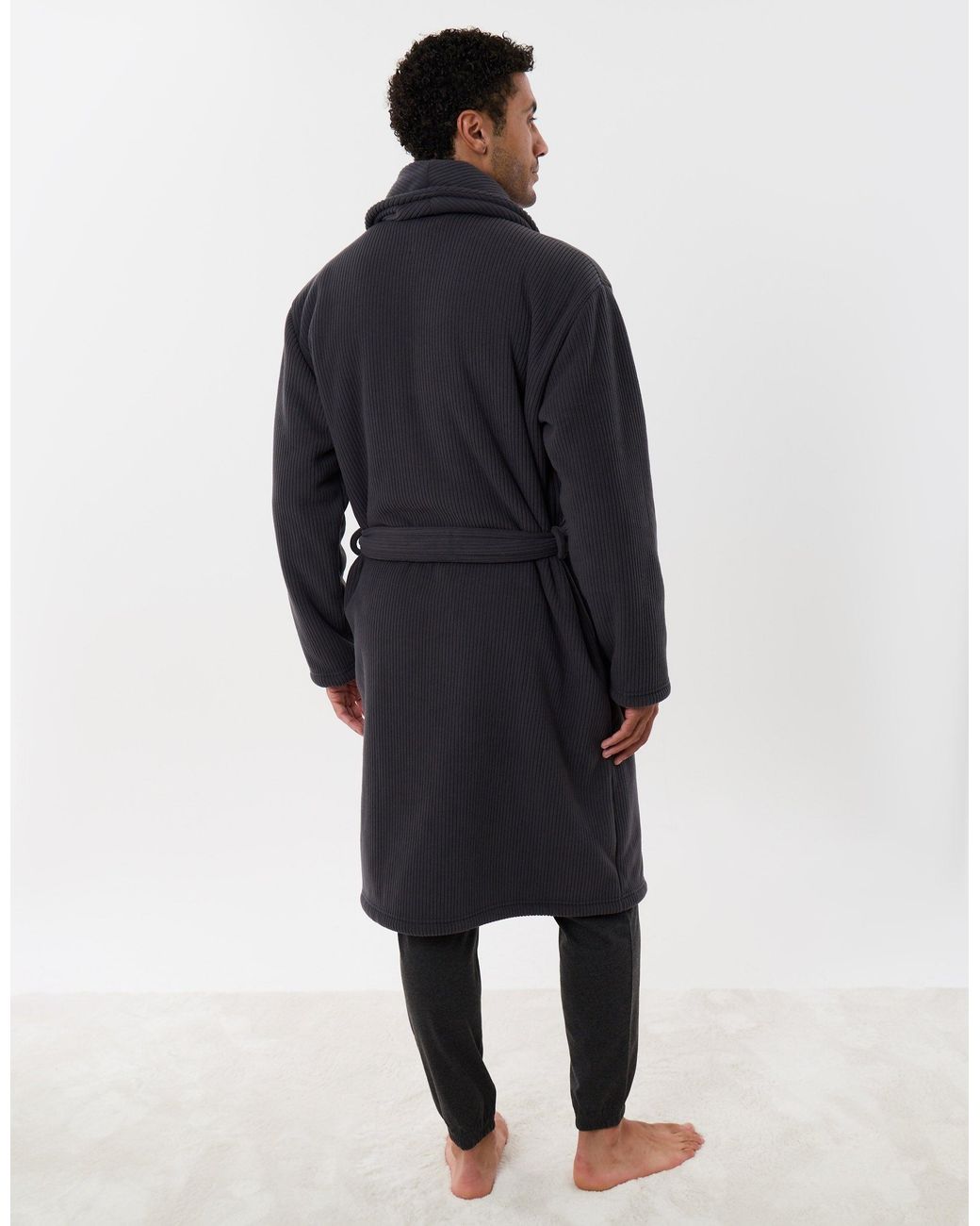 Threadbare Blue Sherpa Lined Dressing Gown for men