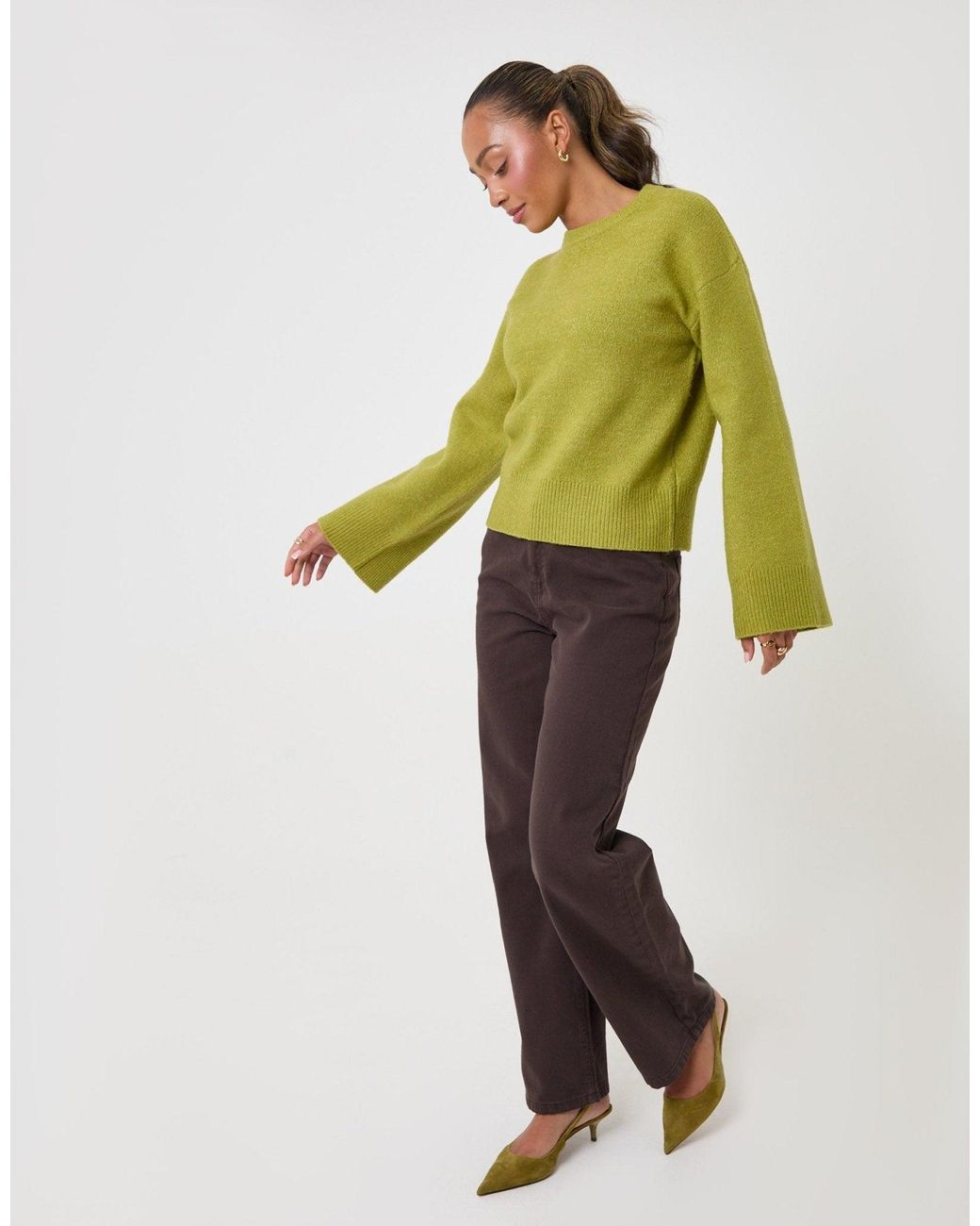 Threadbare Green Relaxed Fit Crew Neck Jumper