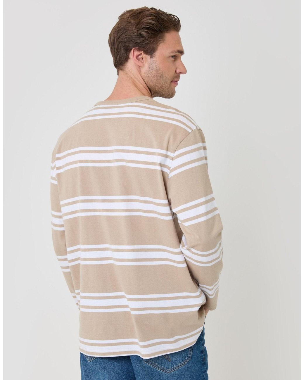 Threadbare Blue Cotton Jersey Long Sleeve T-Shirt for men