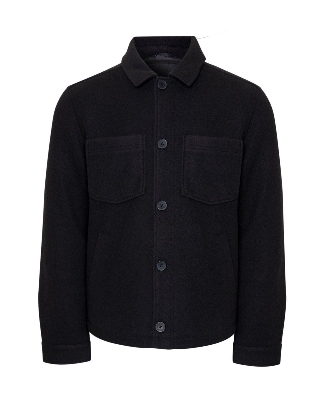 Threadbare Black Faux Wool Button Up Quilted Shacket for men