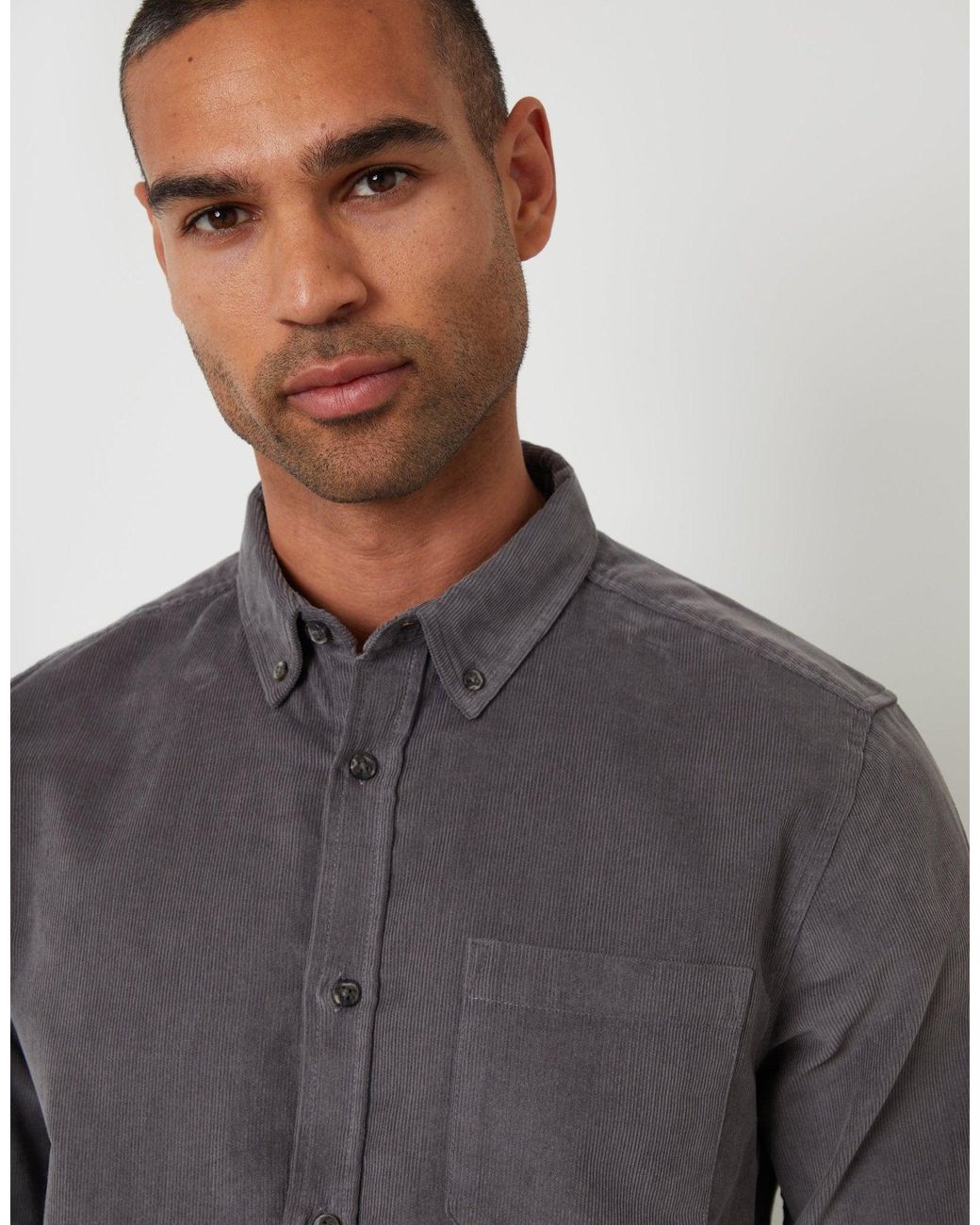 Threadbare Gray Corduroy Shirt for men