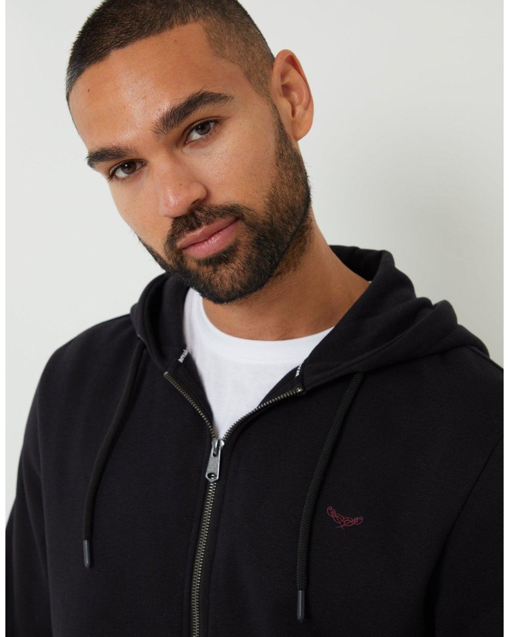 Threadbare Blue Zip-Through Hoodie for men