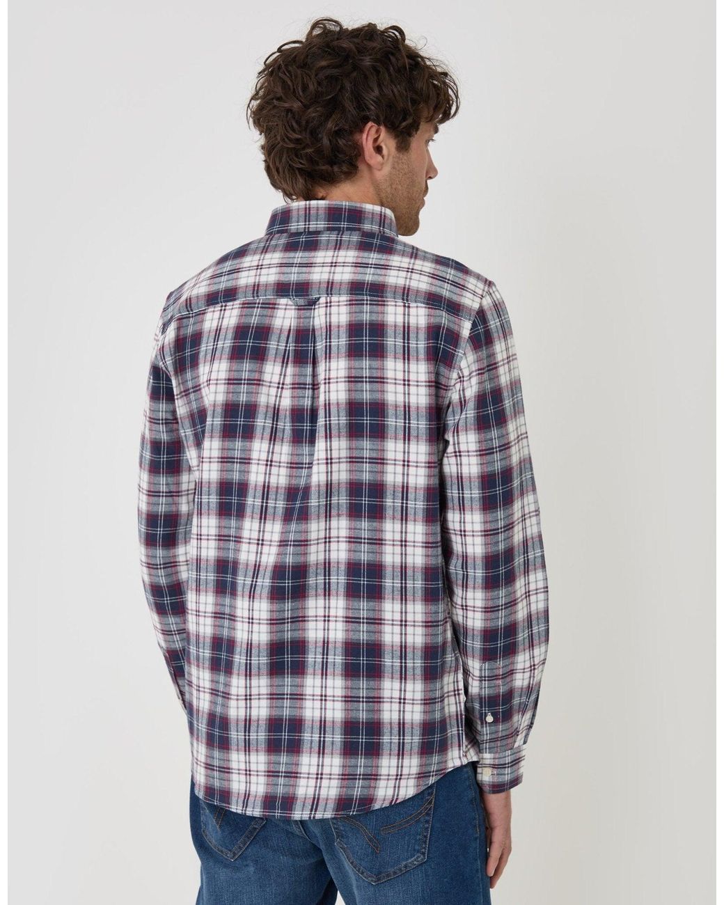 Threadbare Blue Brushed Cotton Flannel Shirt for men