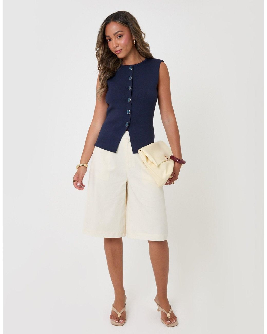 Threadbare Blue Ribbed Knitted Waistcoat