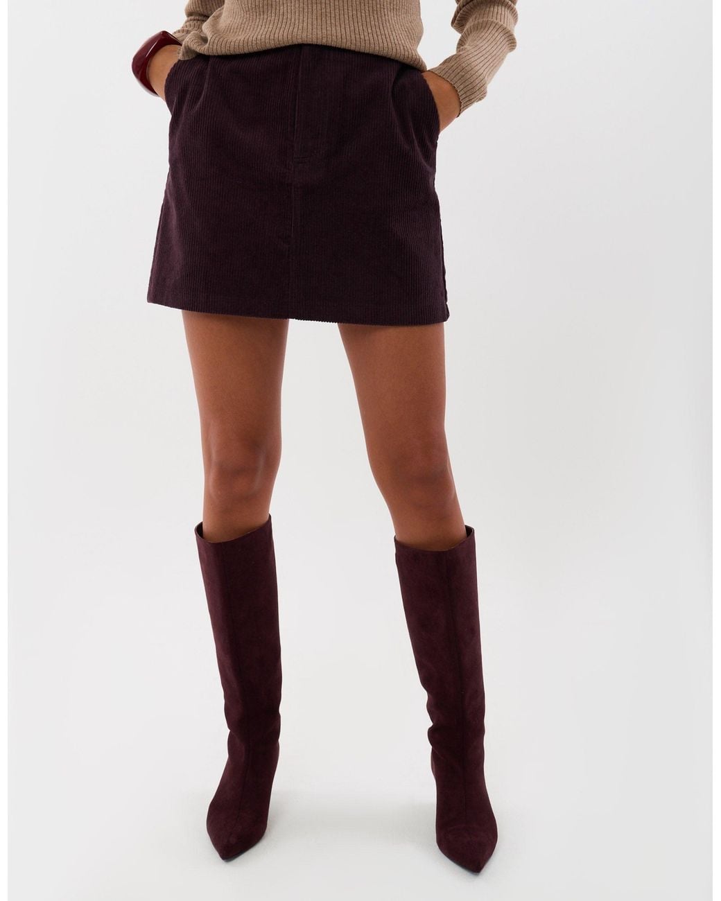 Threadbare Red Corduroy Mini Skirt