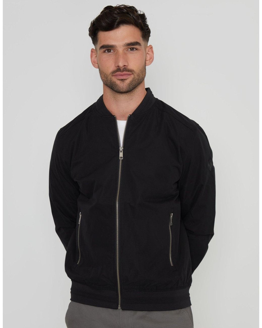 Threadbare Black Showerproof Classic Bomber Jacket for men
