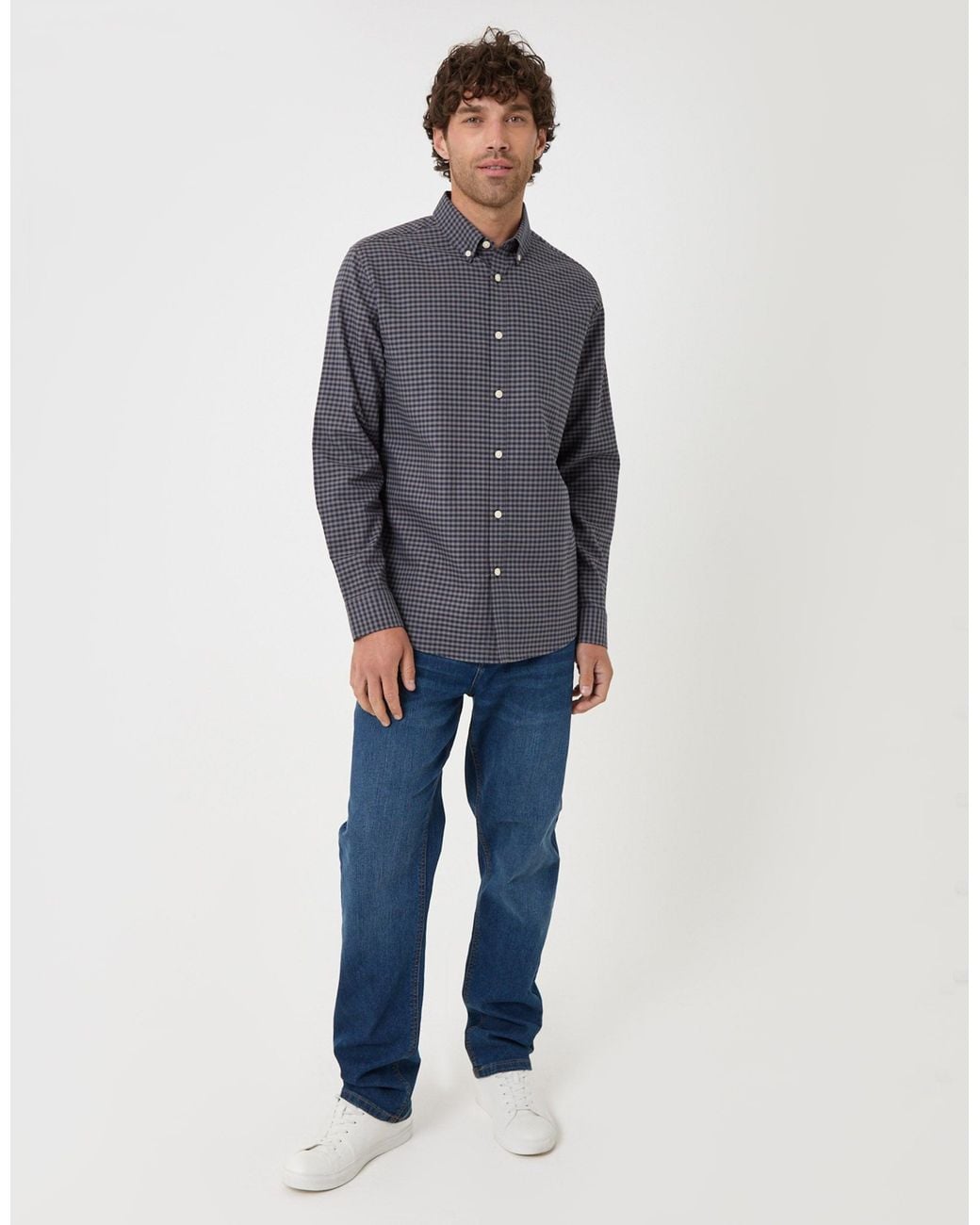 Threadbare Blue Regular Fit Cotton Oxford Shirt for men